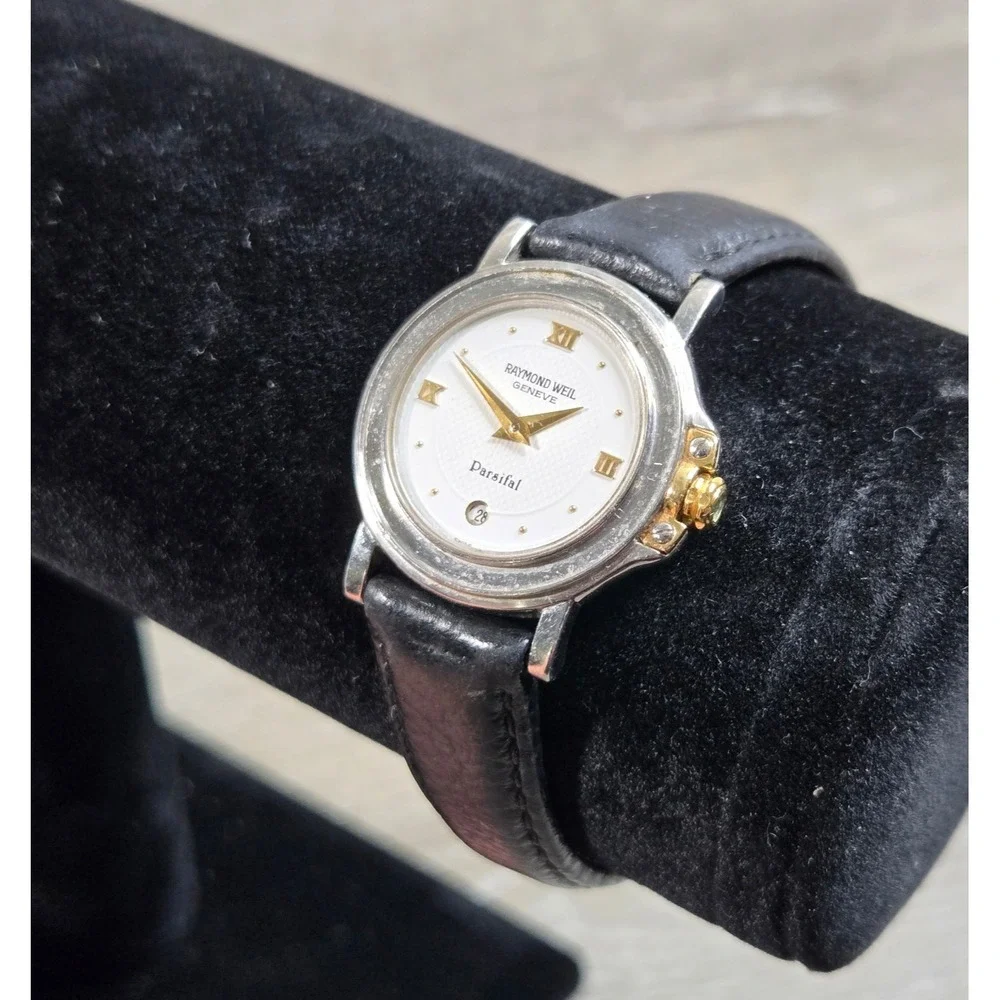 Raymond Weil Parsifal Ladies Date Dial Swiss Watch Leather Band New Battery